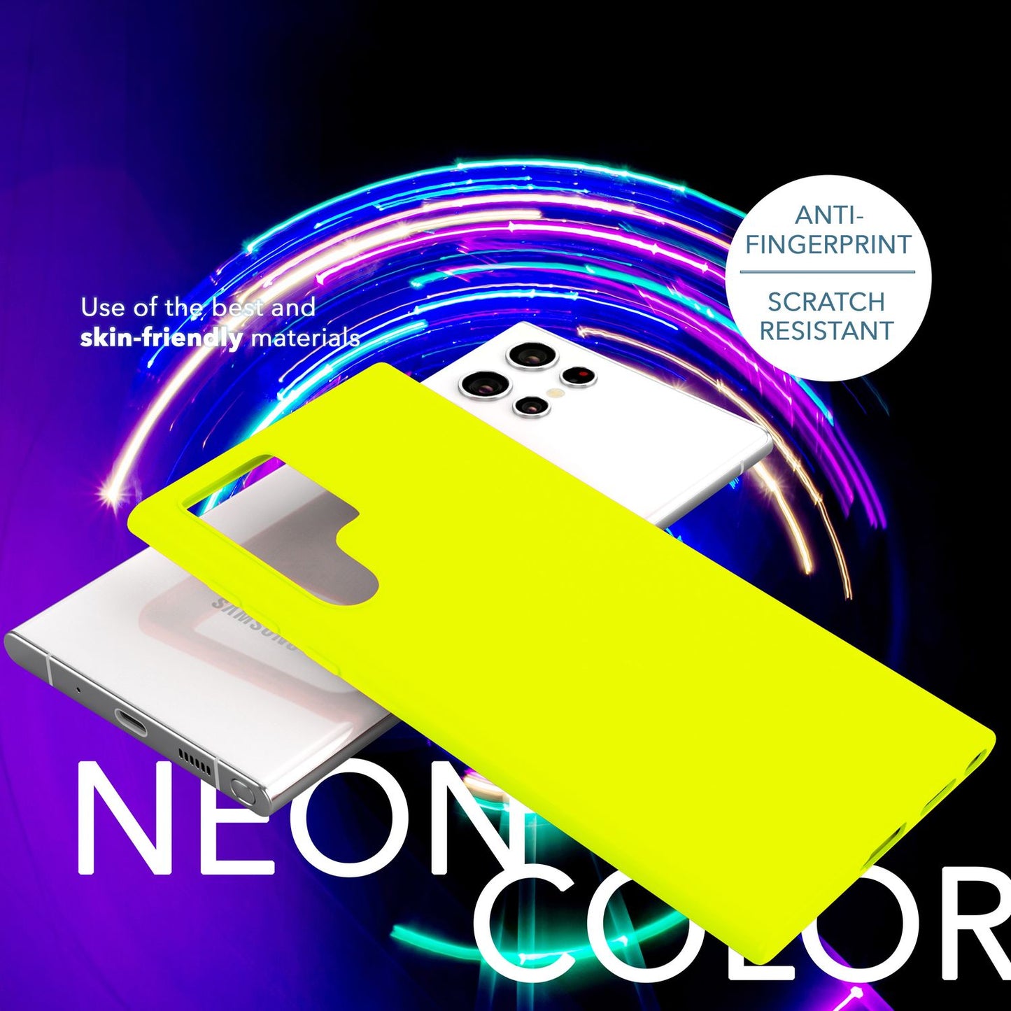 NALIA Neon Silikonhülle für Samsung Galaxy S23 Ultra – Soft-Touch & Signal-Neon – NEONSHOCK (Matte Schutzhülle) – Marke aus Berlin