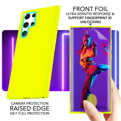 NALIA Neon Silikonhülle für Samsung Galaxy S23 Ultra – Soft-Touch & Signal-Neon – NEONSHOCK (Matte Schutzhülle) – Marke aus Berlin