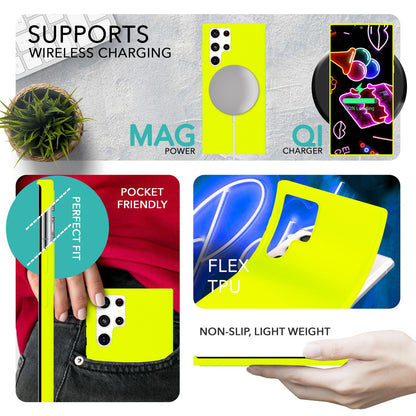 NALIA Neon Silikonhülle für Samsung Galaxy S23 Ultra – Soft-Touch & Signal-Neon – NEONSHOCK (Matte Schutzhülle) – Marke aus Berlin
