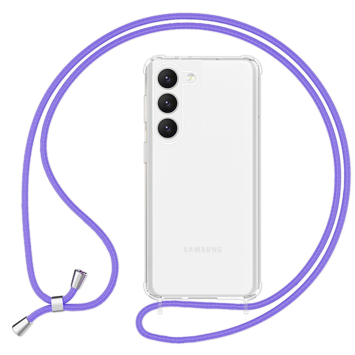 NALIA Handykette für Samsung Galaxy S23 – Transparentes Hybrid-Case & Band – HANGIT PRO (Anti-Gelb Rückseite & Verstellbar) – Marke aus Berlin
