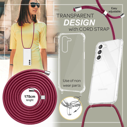 NALIA Handykette für Samsung Galaxy S23 – Transparentes Hybrid-Case & Band – HANGIT PRO (Anti-Gelb Rückseite & Verstellbar) – Marke aus Berlin