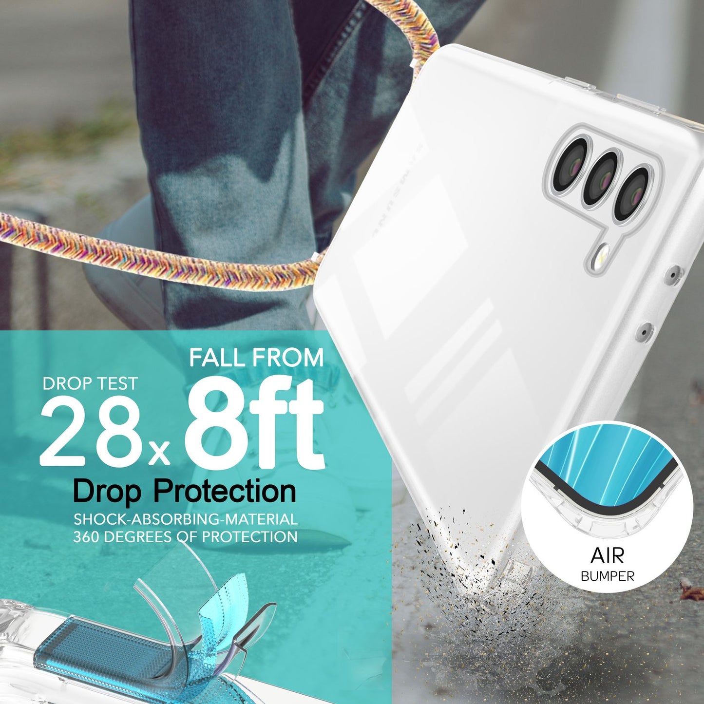 NALIA Handykette für Samsung Galaxy S23 Plus – Transparentes Hybrid-Case & Band – HANGIT PRO (Anti-Gelb Rückseite & Verstellbar) – Marke aus Berlin