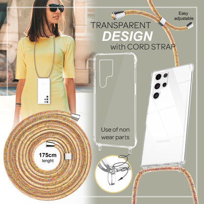 NALIA Handykette für Samsung Galaxy S23 Ultra – Transparentes Hybrid-Case & Band – HANGIT PRO (Anti-Gelb Rückseite & Verstellbar) – Marke aus Berlin