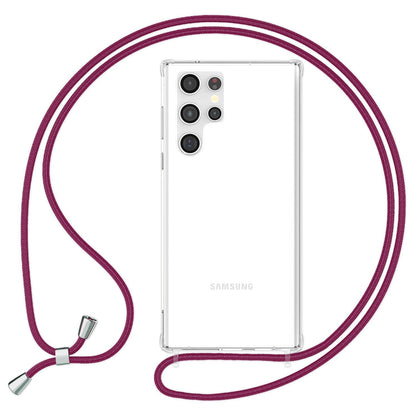 NALIA Handykette für Samsung Galaxy S23 Ultra – Transparentes Hybrid-Case & Band – HANGIT PRO (Anti-Gelb Rückseite & Verstellbar) – Marke aus Berlin