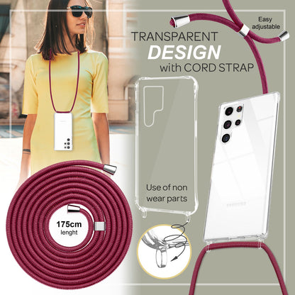 NALIA Handykette für Samsung Galaxy S23 Ultra – Transparentes Hybrid-Case & Band – HANGIT PRO (Anti-Gelb Rückseite & Verstellbar) – Marke aus Berlin