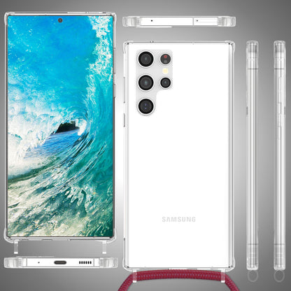 NALIA Handykette für Samsung Galaxy S23 Ultra – Transparentes Hybrid-Case & Band – HANGIT PRO (Anti-Gelb Rückseite & Verstellbar) – Marke aus Berlin