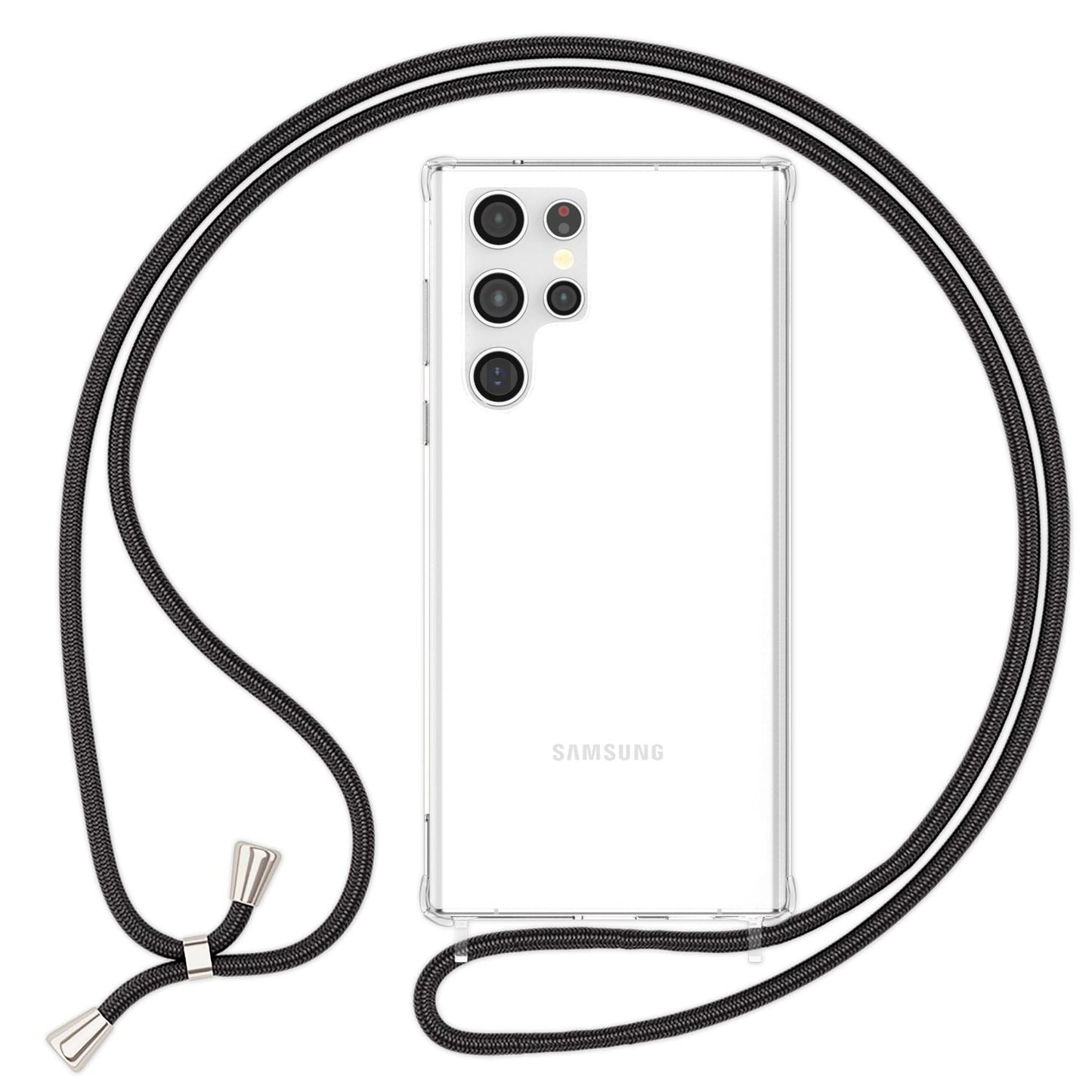 NALIA Handykette für Samsung Galaxy S23 Ultra – Transparentes Hybrid-Case & Band – HANGIT PRO (Anti-Gelb Rückseite & Verstellbar) – Marke aus Berlin