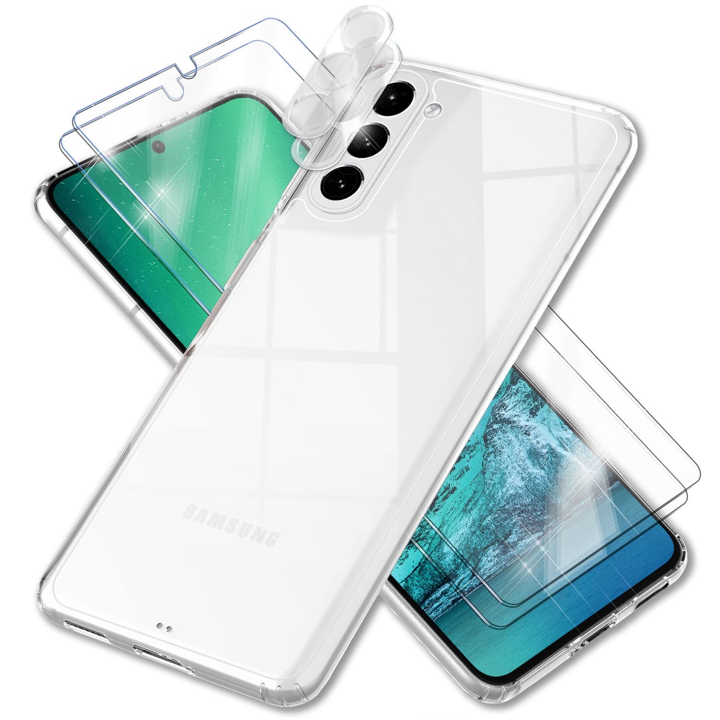 NALIA Transparente Hülle für Samsung Galaxy S23 – Anti-Gelb & Stoßfest – BLYSS (Rückseite in Glas-Optik) – Marke aus Berlin