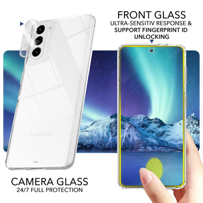 NALIA Transparente Hülle für Samsung Galaxy S23 – Anti-Gelb & Stoßfest – BLYSS (Rückseite in Glas-Optik) – Marke aus Berlin