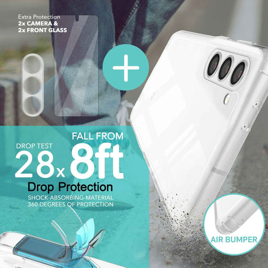 NALIA Transparente Hülle für Samsung Galaxy S23 Plus – Anti-Gelb & Stoßfest – BLYSS (Rückseite in Glas-Optik) – Marke aus Berlin