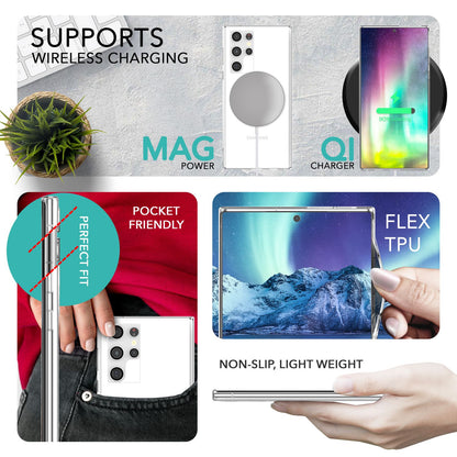 NALIA Transparente Hülle für Samsung Galaxy S23 Ultra – Anti-Gelb & Stoßfest – BLYSS (Rückseite in Glas-Optik) – Marke aus Berlin