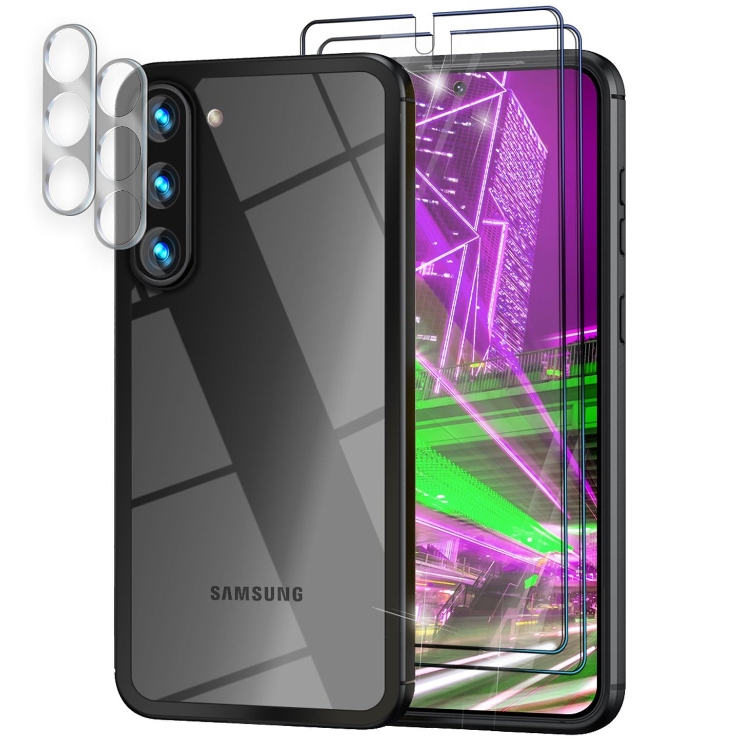 NALIA Handyhülle für Samsung Galaxy S23 Plus – Transparentes Hardcase & Schwarzer Bumper – PROVA (Vergilbungsfrei & Stoßfest) – Marke aus Berlin