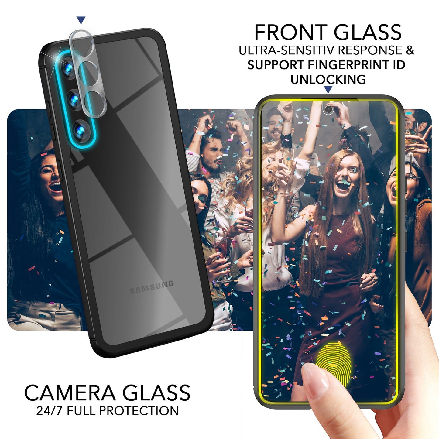 NALIA Handyhülle für Samsung Galaxy S23 Plus – Transparentes Hardcase & Schwarzer Bumper – PROVA (Vergilbungsfrei & Stoßfest) – Marke aus Berlin