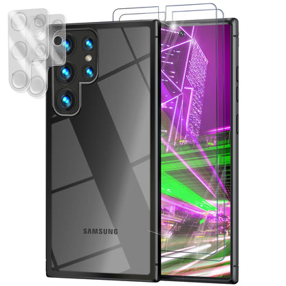 NALIA Handyhülle für Samsung Galaxy S23 Ultra – Transparentes Hardcase & Schwarzer Bumper – PROVA (Vergilbungsfrei & Stoßfest) – Marke aus Berlin