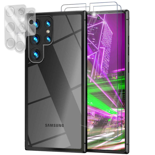 NALIA Handyhülle für Samsung Galaxy S23 Ultra – Transparentes Hardcase & Schwarzer Bumper – PROVA (Vergilbungsfrei & Stoßfest) – Marke aus Berlin