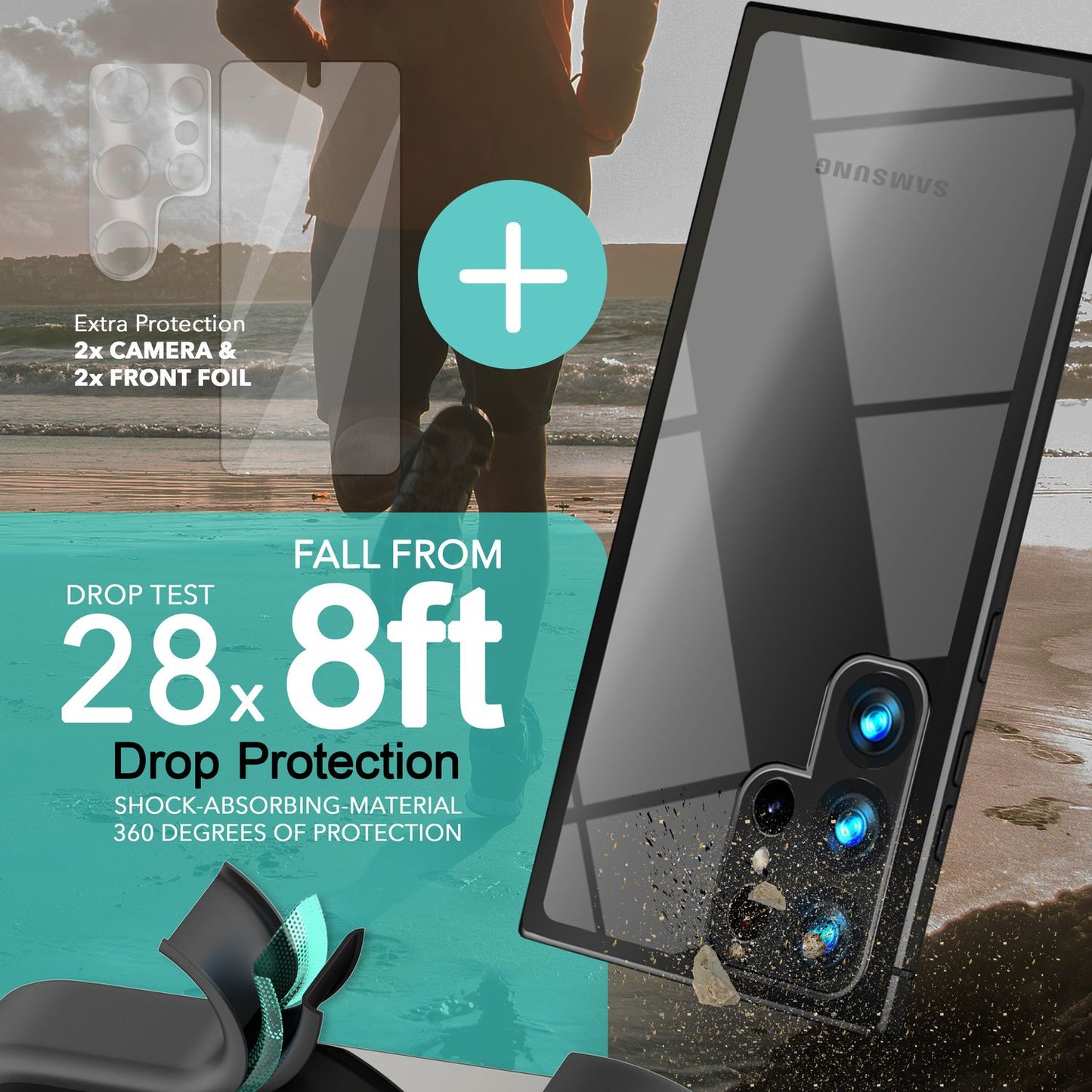 NALIA Handyhülle für Samsung Galaxy S23 Ultra – Transparentes Hardcase & Schwarzer Bumper – PROVA (Vergilbungsfrei & Stoßfest) – Marke aus Berlin