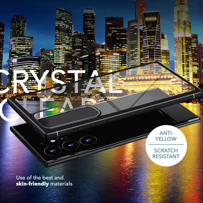 NALIA Handyhülle für Samsung Galaxy S23 Ultra – Transparentes Hardcase & Schwarzer Bumper – PROVA (Vergilbungsfrei & Stoßfest) – Marke aus Berlin