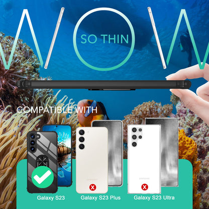 NALIA Ringhülle für Samsung Galaxy S23 – Für Magnethalter & 360° Stand – VAULT (Kristallklare Rückseite & Stoßfester Silikon-Rahmen) – Marke aus Berlin