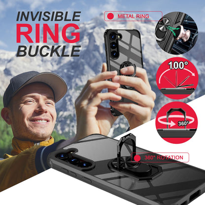 NALIA Ringhülle für Samsung Galaxy S23 – Für Magnethalter & 360° Stand – VAULT (Kristallklare Rückseite & Stoßfester Silikon-Rahmen) – Marke aus Berlin