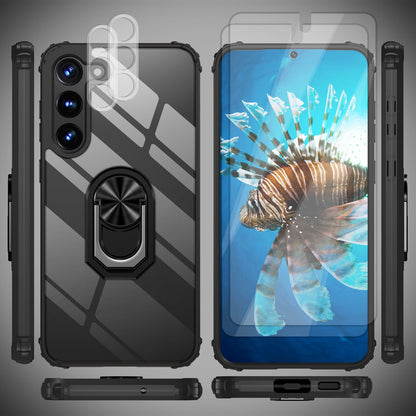 NALIA Ringhülle für Samsung Galaxy S23 – Für Magnethalter & 360° Stand – VAULT (Kristallklare Rückseite & Stoßfester Silikon-Rahmen) – Marke aus Berlin