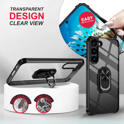 NALIA Ringhülle für Samsung Galaxy S23 Plus – Für Magnethalter & 360° Stand – VAULT (Kristallklare Rückseite & Stoßfester Silikon-Rahmen) – Marke aus Berlin