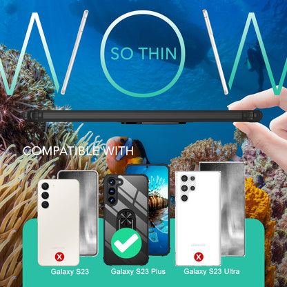 NALIA Ringhülle für Samsung Galaxy S23 Plus – Für Magnethalter & 360° Stand – VAULT (Kristallklare Rückseite & Stoßfester Silikon-Rahmen) – Marke aus Berlin