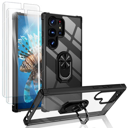 NALIA Ringhülle für Samsung Galaxy S23 Ultra – Für Magnethalter & 360° Stand – VAULT (Kristallklare Rückseite & Stoßfester Silikon-Rahmen) – Marke aus Berlin