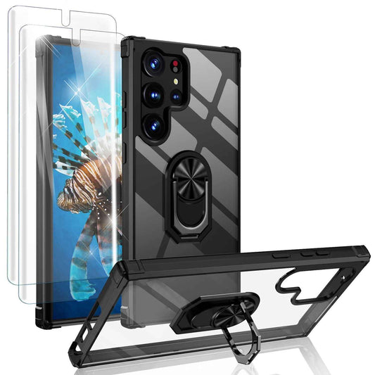 NALIA Ringhülle für Samsung Galaxy S23 Ultra – Für Magnethalter & 360° Stand – VAULT (Kristallklare Rückseite & Stoßfester Silikon-Rahmen) – Marke aus Berlin
