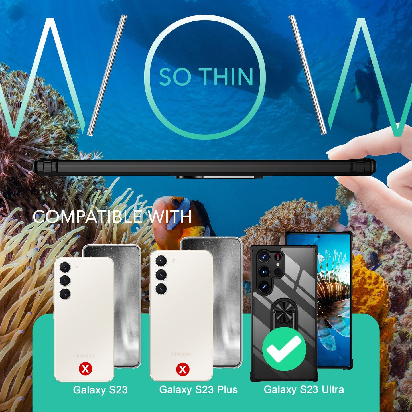 NALIA Ringhülle für Samsung Galaxy S23 Ultra – Für Magnethalter & 360° Stand – VAULT (Kristallklare Rückseite & Stoßfester Silikon-Rahmen) – Marke aus Berlin