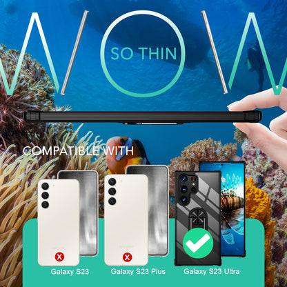 NALIA Ringhülle für Samsung Galaxy S23 Ultra – Für Magnethalter & 360° Stand – VAULT (Kristallklare Rückseite & Stoßfester Silikon-Rahmen) – Marke aus Berlin