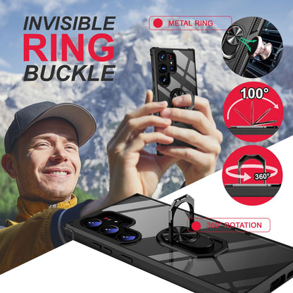 NALIA Ringhülle für Samsung Galaxy S23 Ultra – Für Magnethalter & 360° Stand – VAULT (Kristallklare Rückseite & Stoßfester Silikon-Rahmen) – Marke aus Berlin