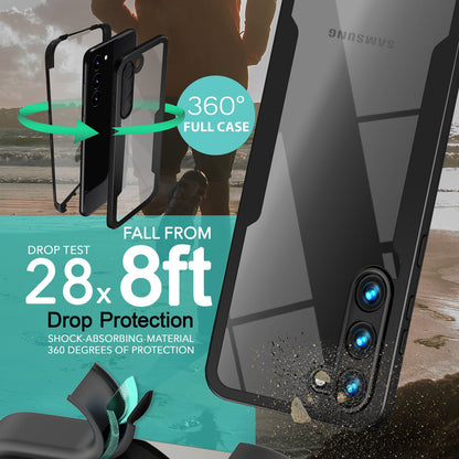 NALIA 360° Hülle für Samsung Galaxy S23 – Vergilbungsfrei & Rutschfester Matt-Rahmen – SURROUND (Full-Body Case mit Kameraschutz) – Marke aus Berlin