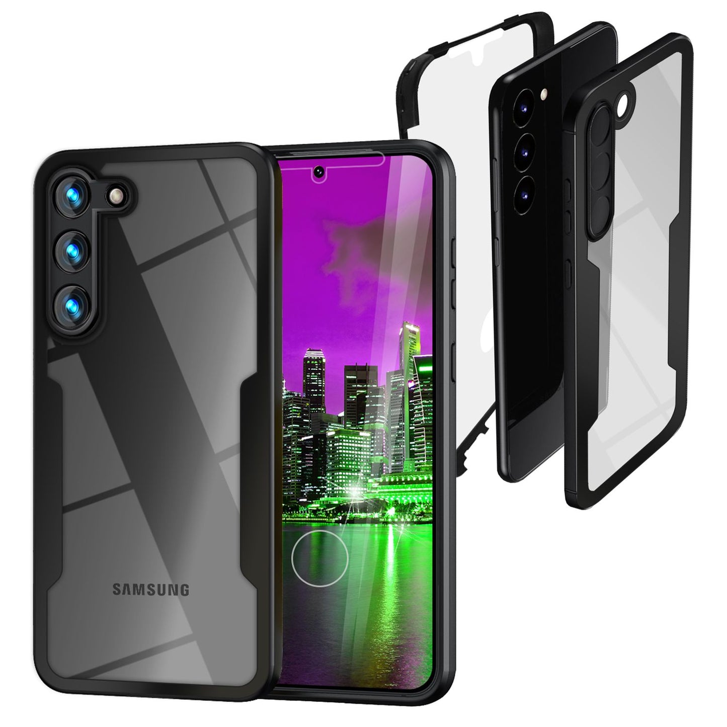 NALIA 360° Hülle für Samsung Galaxy S23 Plus – Vergilbungsfrei & Rutschfester Matt-Rahmen – SURROUND (Full-Body Case mit Kameraschutz) – Marke aus Berlin