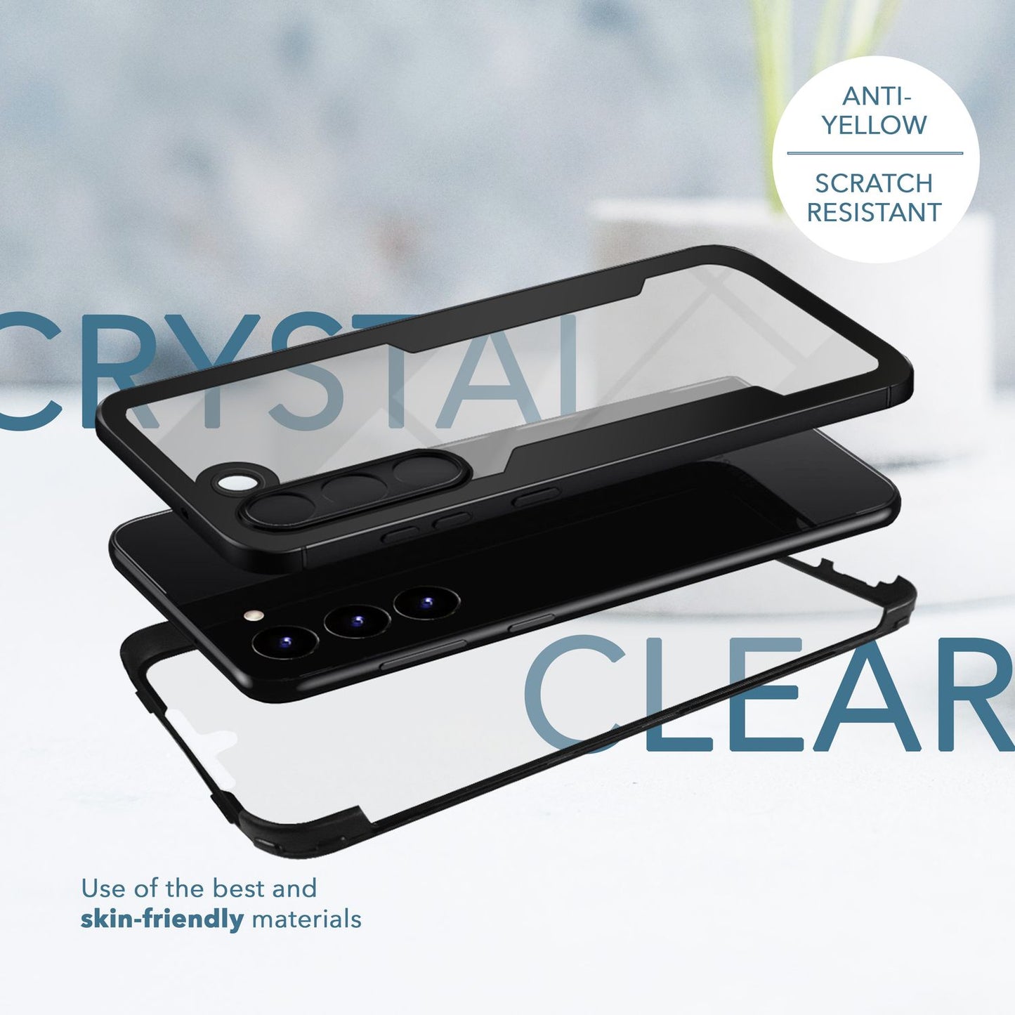 NALIA 360° Hülle für Samsung Galaxy S23 Plus – Vergilbungsfrei & Rutschfester Matt-Rahmen – SURROUND (Full-Body Case mit Kameraschutz) – Marke aus Berlin