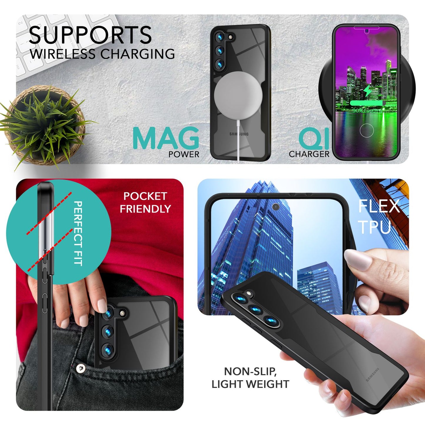 NALIA 360° Hülle für Samsung Galaxy S23 Plus – Vergilbungsfrei & Rutschfester Matt-Rahmen – SURROUND (Full-Body Case mit Kameraschutz) – Marke aus Berlin