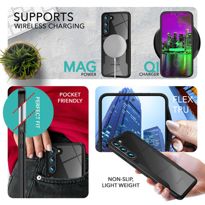 NALIA 360° Hülle für Samsung Galaxy S23 Plus – Vergilbungsfrei & Rutschfester Matt-Rahmen – SURROUND (Full-Body Case mit Kameraschutz) – Marke aus Berlin