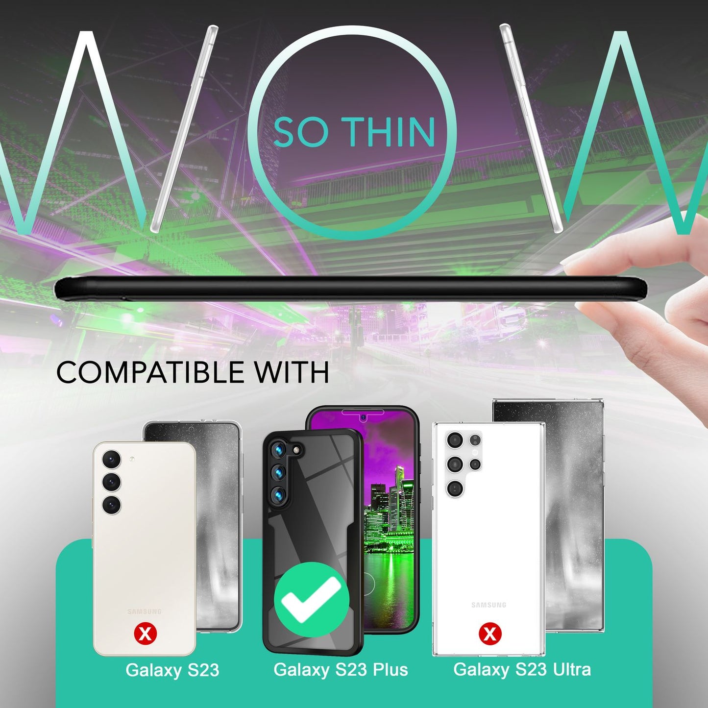 NALIA 360° Hülle für Samsung Galaxy S23 Plus – Vergilbungsfrei & Rutschfester Matt-Rahmen – SURROUND (Full-Body Case mit Kameraschutz) – Marke aus Berlin