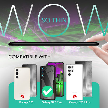 NALIA 360° Hülle für Samsung Galaxy S23 Plus – Vergilbungsfrei & Rutschfester Matt-Rahmen – SURROUND (Full-Body Case mit Kameraschutz) – Marke aus Berlin
