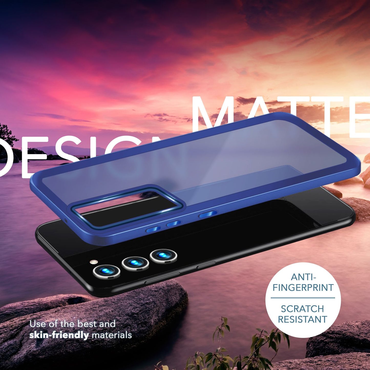 NALIA Matte Handyhülle für Samsung Galaxy S23 – Stoßfester Silikon-Rahmen & Semi-Transparent – FUZION (Anti-Fingerprint Case) – Marke aus Berlin