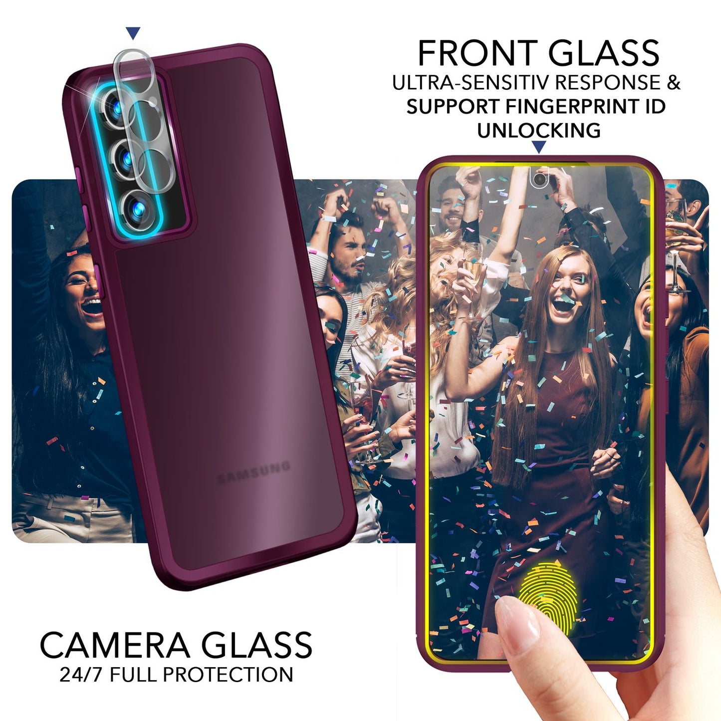 NALIA Matte Handyhülle für Samsung Galaxy S23 – Stoßfester Silikon-Rahmen & Semi-Transparent – FUZION (Anti-Fingerprint Case) – Marke aus Berlin