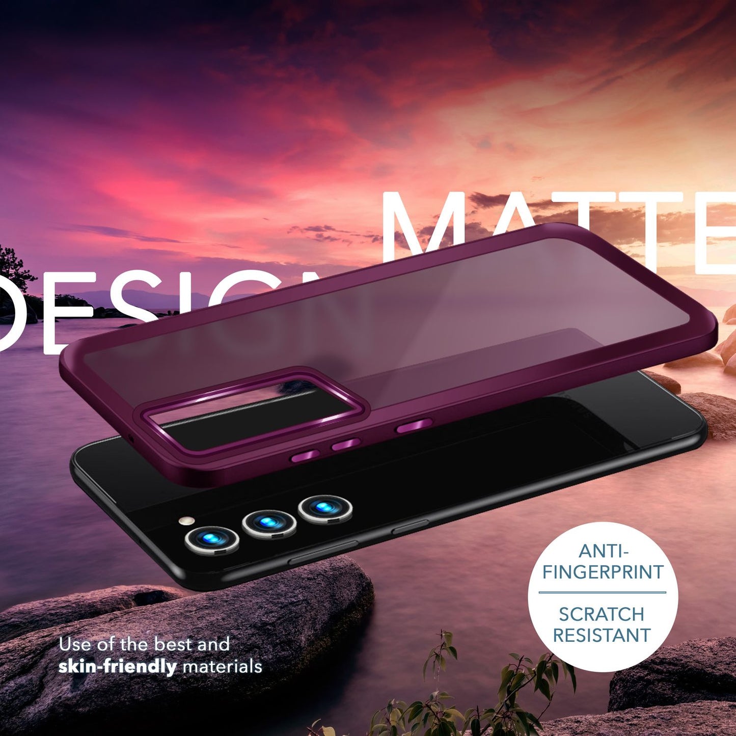 NALIA Matte Handyhülle für Samsung Galaxy S23 – Stoßfester Silikon-Rahmen & Semi-Transparent – FUZION (Anti-Fingerprint Case) – Marke aus Berlin