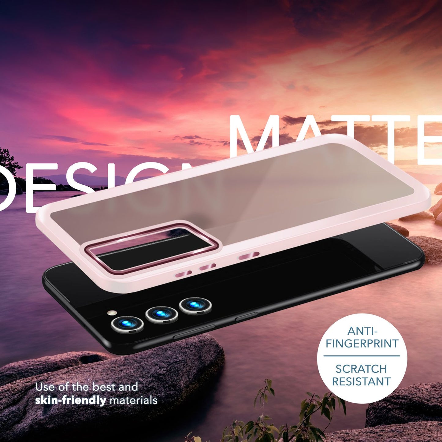 NALIA Matte Handyhülle für Samsung Galaxy S23 – Stoßfester Silikon-Rahmen & Semi-Transparent – FUZION (Anti-Fingerprint Case) – Marke aus Berlin
