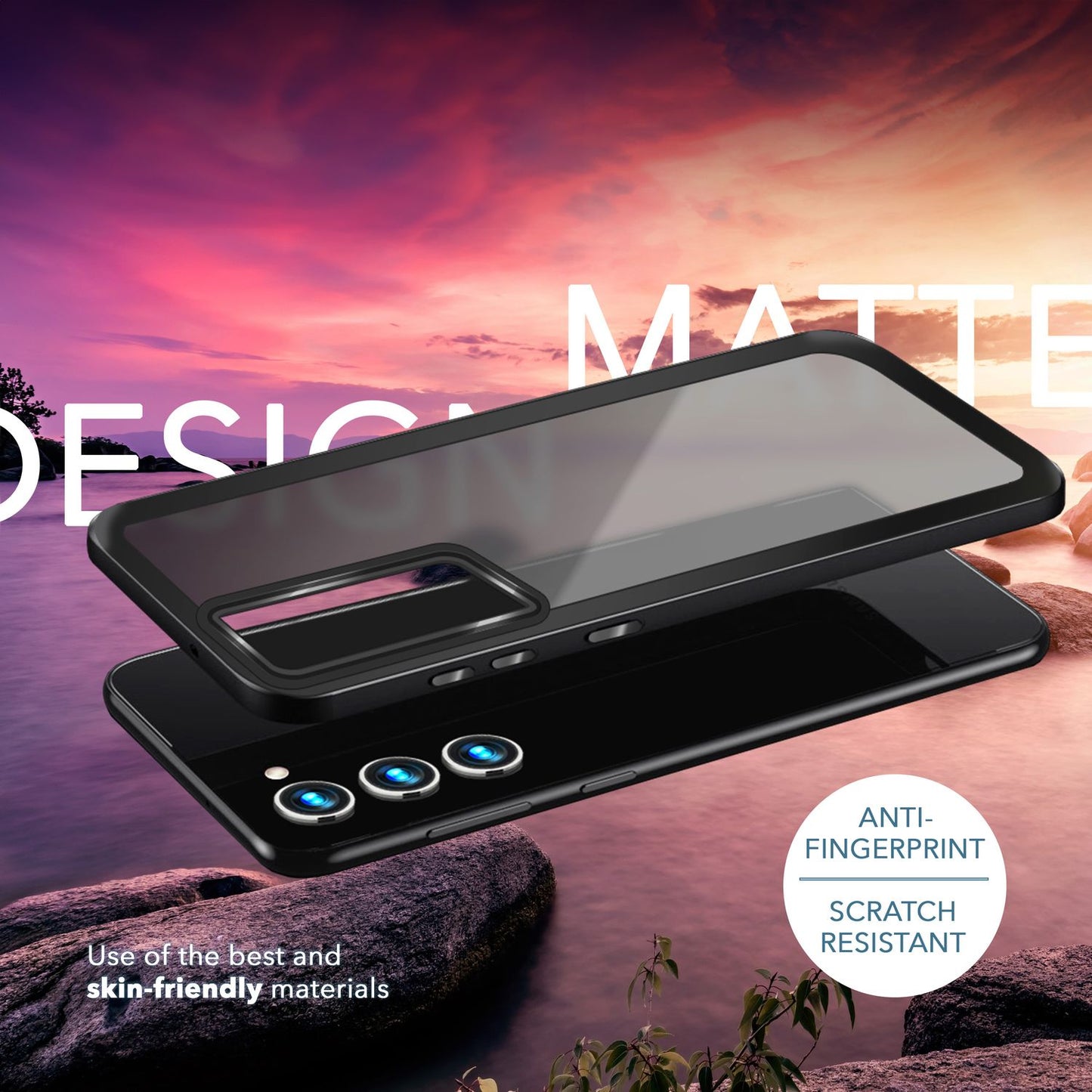 NALIA Matte Handyhülle für Samsung Galaxy S23 – Stoßfester Silikon-Rahmen & Semi-Transparent – FUZION (Anti-Fingerprint Case) – Marke aus Berlin