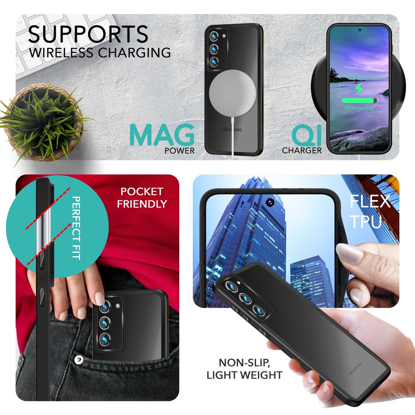NALIA Matte Handyhülle für Samsung Galaxy S23 – Stoßfester Silikon-Rahmen & Semi-Transparent – FUZION (Anti-Fingerprint Case) – Marke aus Berlin