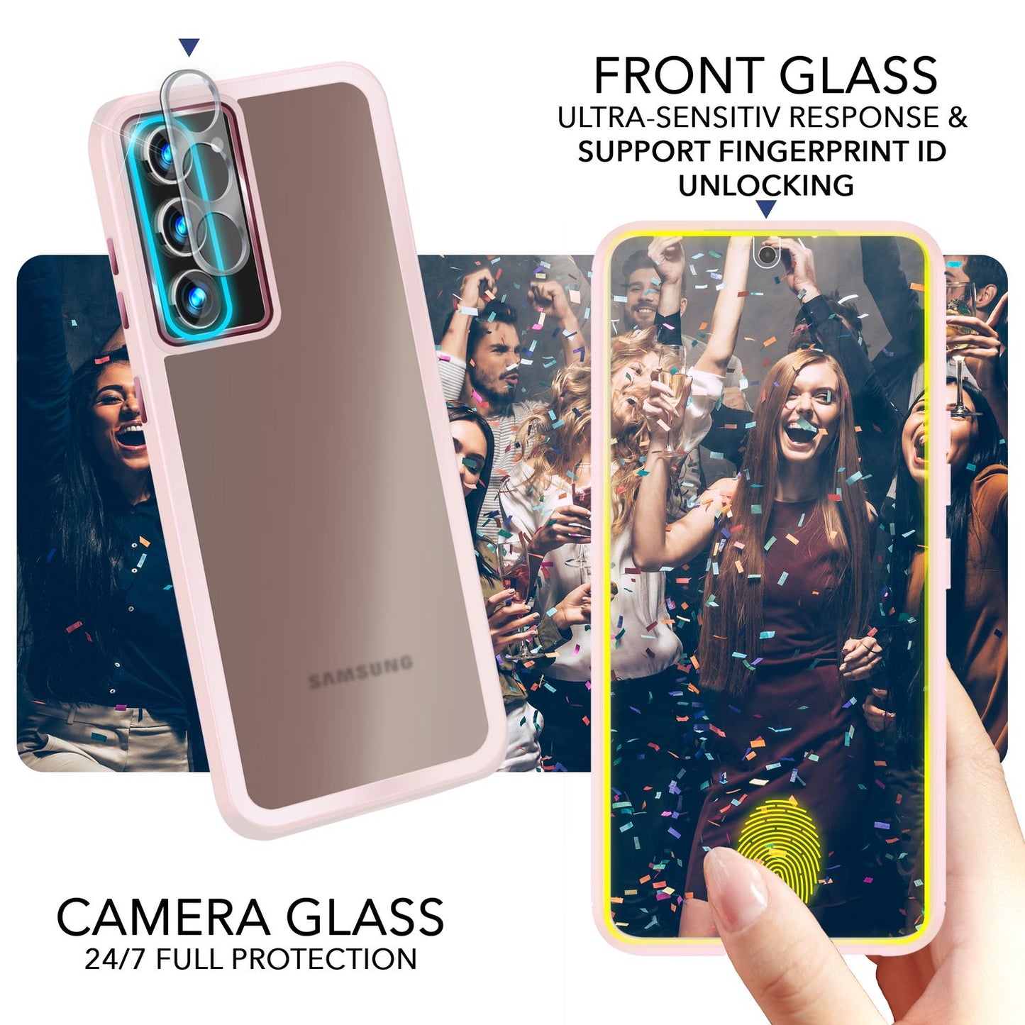 NALIA Matte Handyhülle für Samsung Galaxy S23 Plus – Stoßfester Silikon-Rahmen & Semi-Transparent – FUZION (Anti-Fingerprint Case) – Marke aus Berlin