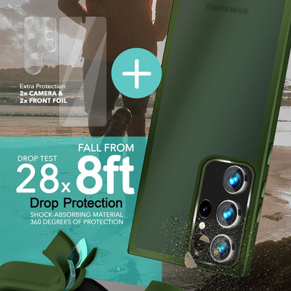 NALIA Matte Handyhülle für Samsung Galaxy S23 Ultra – Stoßfester Silikon-Rahmen & Semi-Transparent – FUZION (Anti-Fingerprint Case) – Marke aus Berlin