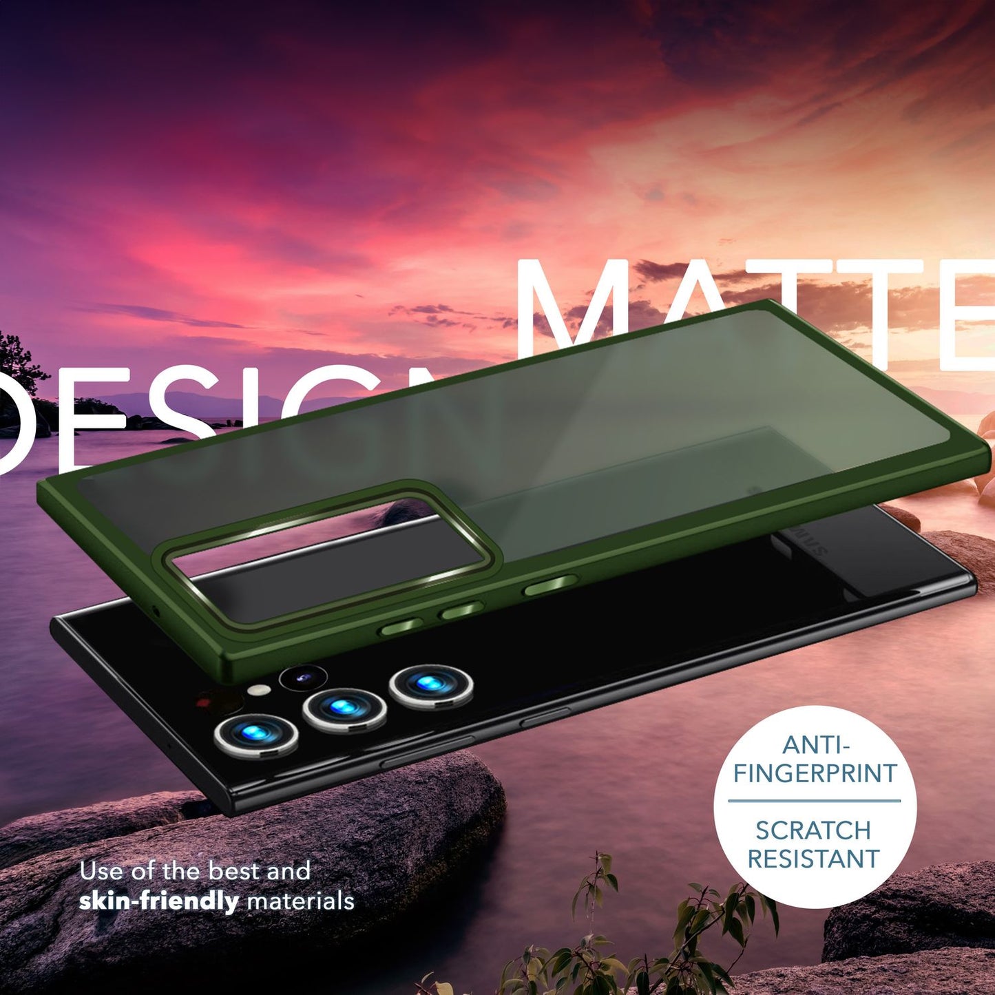 NALIA Matte Handyhülle für Samsung Galaxy S23 Ultra – Stoßfester Silikon-Rahmen & Semi-Transparent – FUZION (Anti-Fingerprint Case) – Marke aus Berlin
