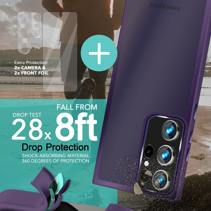 NALIA Matte Handyhülle für Samsung Galaxy S23 Ultra – Stoßfester Silikon-Rahmen & Semi-Transparent – FUZION (Anti-Fingerprint Case) – Marke aus Berlin