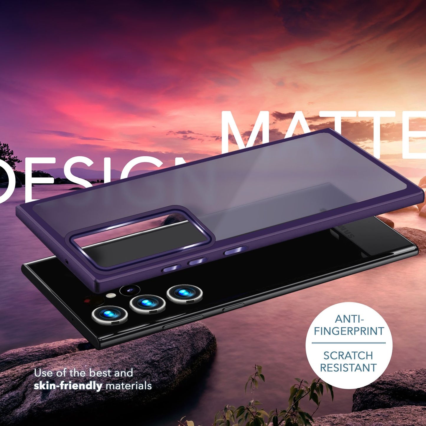 NALIA Matte Handyhülle für Samsung Galaxy S23 Ultra – Stoßfester Silikon-Rahmen & Semi-Transparent – FUZION (Anti-Fingerprint Case) – Marke aus Berlin