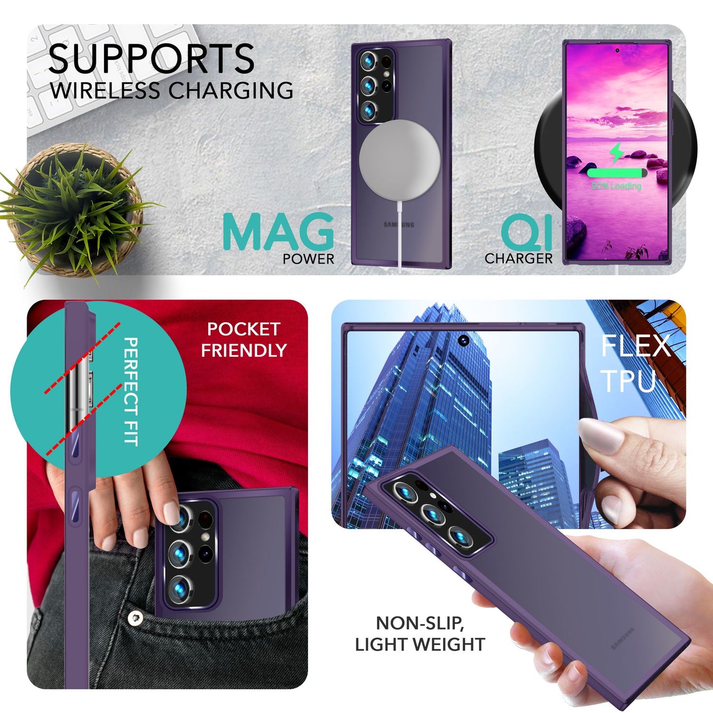 NALIA Matte Handyhülle für Samsung Galaxy S23 Ultra – Stoßfester Silikon-Rahmen & Semi-Transparent – FUZION (Anti-Fingerprint Case) – Marke aus Berlin